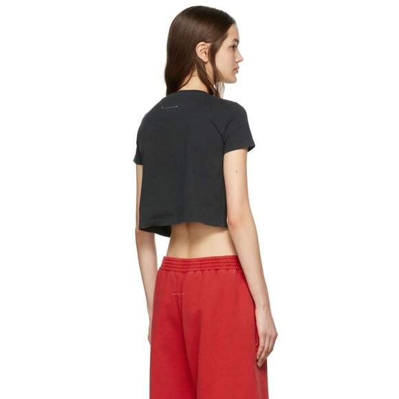 NWT MM6 Maison Margiela Cropped T-Shirt, Washed Black, Size: XS - Picture 3 of 8
